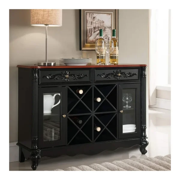 1b2131b6-6473-45bf-a162-661892bddc20.jpg Kings Brand Furniture - Guilford Buffet Server Wine Cabinet Console Table - Black