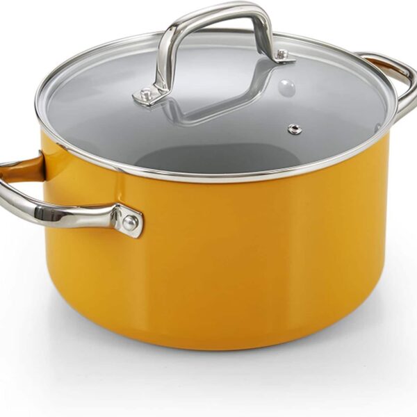 1bdc379b-fa2e-4bfb-8b67-6398b6f1dd44.jpg Cook N Home - Classic 6 Qt Ceramic Nonstick Stock Pot with Lid,for Cooking, Canning, Sauce, Ollas para Cocina, Induction - Yellow