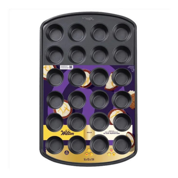 1c699b07-8ece-400a-a81f-07a397b7b7d2.jpg Wilton - Gold 10 in. W X 16 in. L Mini Muffin Pan Black 1 pc