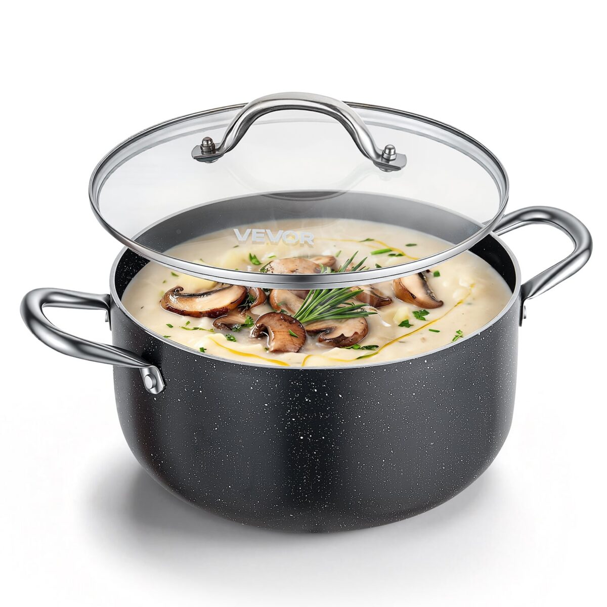 1d2eccfa-68fc-4fea-ade0-561fd0be55dd.jpg VEVOR - Aluminum Stock Pot, 6-Quart Nonstick Ceramic Coated Pot with Glass Lid, PFOA-Free, PFAS-Free, Compatible with Gas Stoves - Black