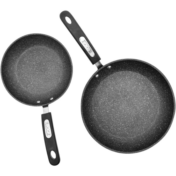 1da7971e-9eef-4690-b142-8f19952ab861.jpg THE ROCK by Starfrit - 8" and 10" Set of 2 Fry Pans with Bakelite Handles - Black