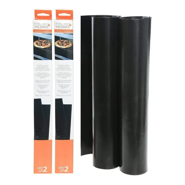 1de529f2-dce2-416b-bdd6-35229bfdc91d.jpg Kitchen + Home - Oven Liners - Set of 4 Nonstick Reusable Oven Mat for Gas, Electric & Microwave Ovens - Black