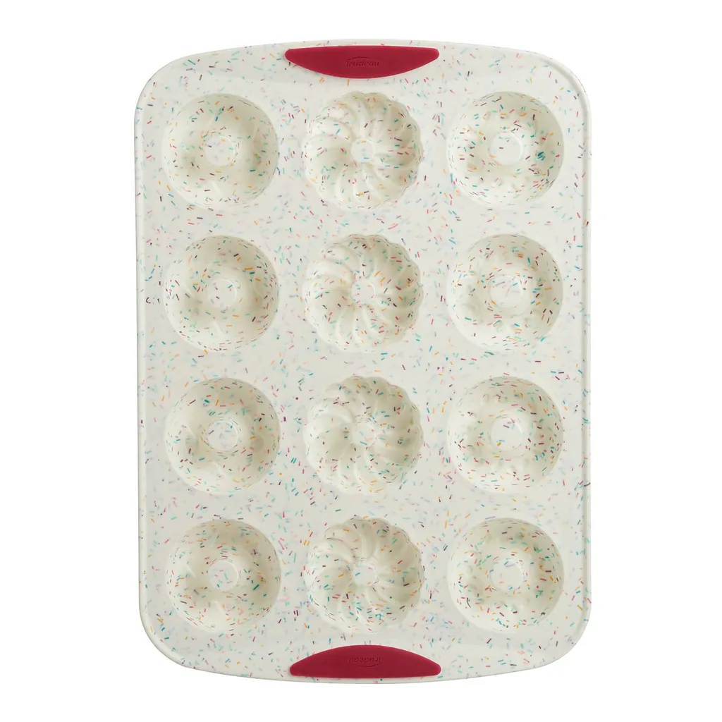 1e07ca91-c7a0-4a64-81e7-99c536981342.jpg Trudeau - Structure Silicone 12 Cavity Decorated Donut Pan, Confetti/Fuchsia - White