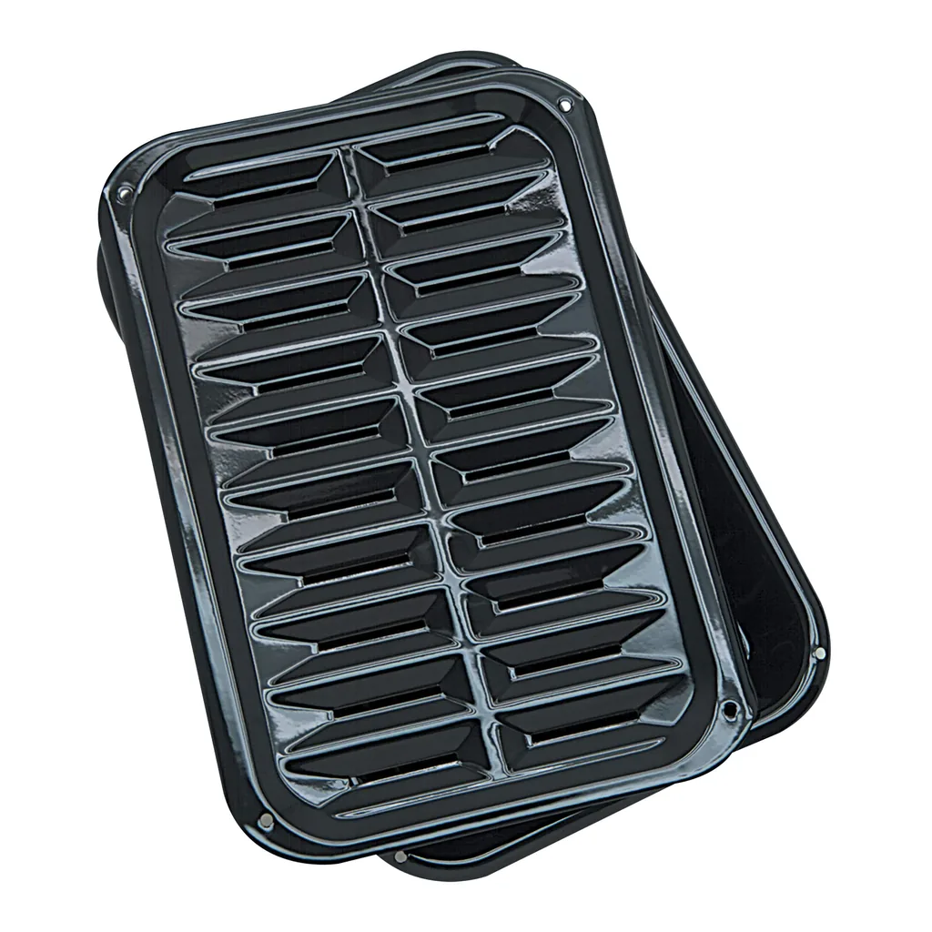 1edfd2d6-6c2c-4079-accf-34d371ccc363.jpg Range Kleen - BP106X 2 Piece 12.75 x 8.5 Inch Air Fry, Bake and Broiler Pan Junior - Black