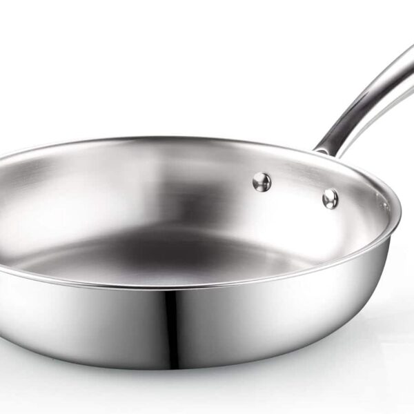 20e230bd-af4a-47b9-b142-7d6e4513dcf2.jpg Cook N Home - Classic Tri-Ply Clad 10'' S/S Skillet, Saute Frying Pan, Induction, Dishwasher & Oven Safe - Stainless Steel