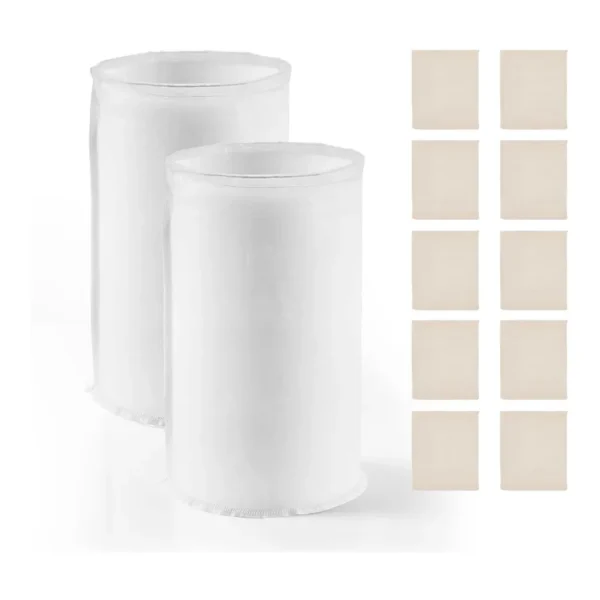 2157517a-c89f-4a64-a09b-3a9294194209.jpg VEVOR - Brew Bags, 2 PCS Food Grade Nylon Material Grain Bag, 10 PCS Natural Cotton-Linen Hop Bag, Easy to Clean - White