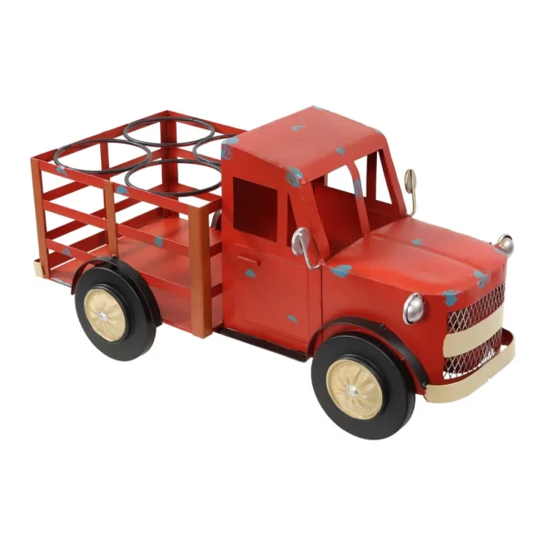 2313f914-514e-4f2a-a582-46aa0a84b724.jpg Sunnydaze - Iron Sheet Truck Convenient Countertop Wine Rack - Red