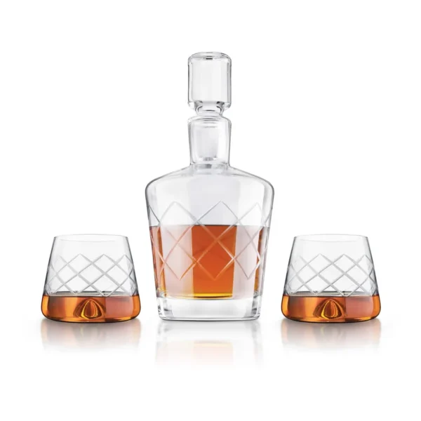 23af0d23-5a22-43bf-b2fa-e2587dbc229d.jpg Final Touch - 4 Piece Lead-Free Crystal Whiskey Decanter Set - Clear