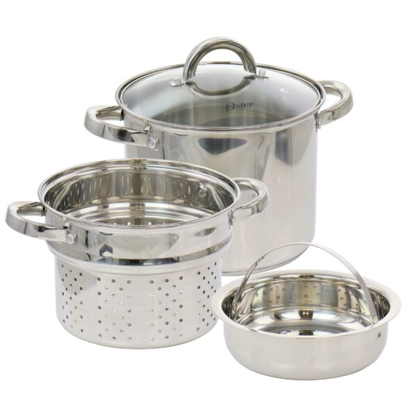 24165c45-9ee4-4488-aa2e-bfc02c76f7f8.jpg Oster - Sangerfield 5 Quart Stainless Steel Pasta Pot with Steamer Insert and Basket - Silver