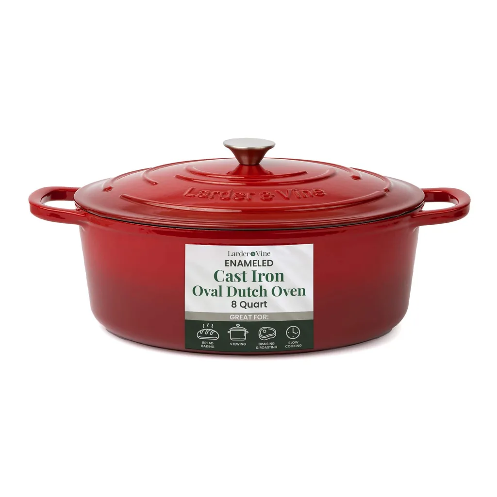 242a92ee-c10b-4e4f-a555-527a83dc7b63.jpg Larder & Vine - 8 qt Enameled Cast Iron Dutch Oven with Lid - Cabernet