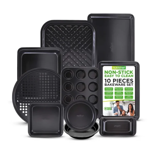 247f7278-97f7-412c-892f-f966d758baaf.jpg NutriChef - 10-Piece Non-Stick Bakeware Set – Carbon Steel Cookie Sheets, Muffin, Roasting, & Cake Pans (NCBS10S)