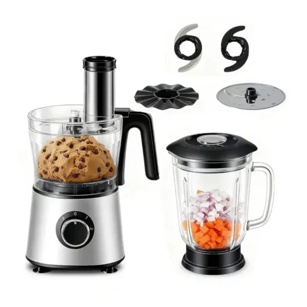 24fb0857-6b2c-4fd7-a577-8aa0165684ab.jpg Sweet BBSW-LLJ2B-1D5SR Food Processor & Vegetable Chopper for Slicing,Shredding, Mincing, and Puree, Electric Meat Grinder with Dual Bowls – Black