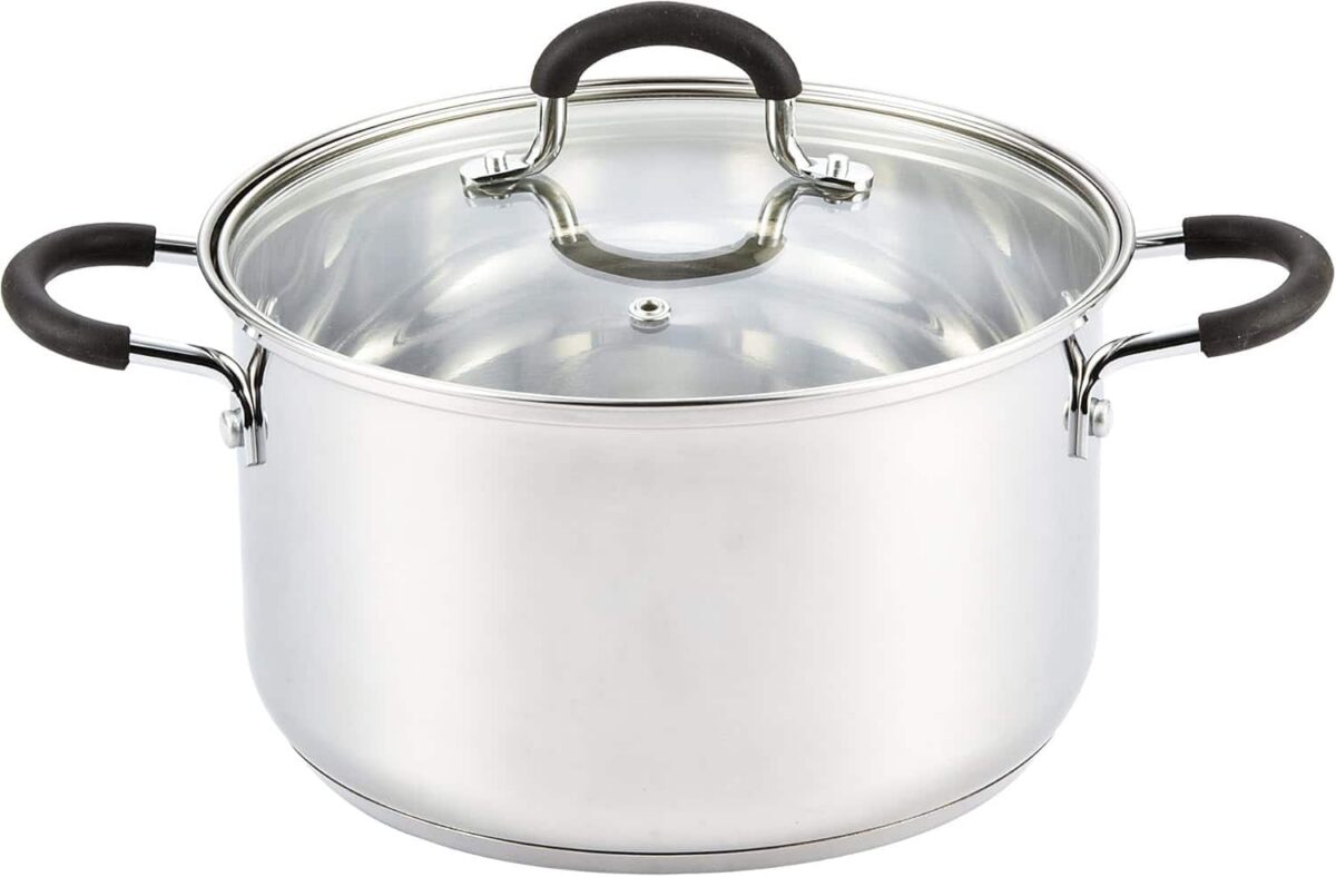 268159de-f7a7-480f-8ee5-3c4c6d4139cb.jpg Cook N Home - 5 qt. Professional Sauce Pot Casserole Saucier Induction Pot Stockpot With Lid, Stay-Cool Handles - Stainless Steel