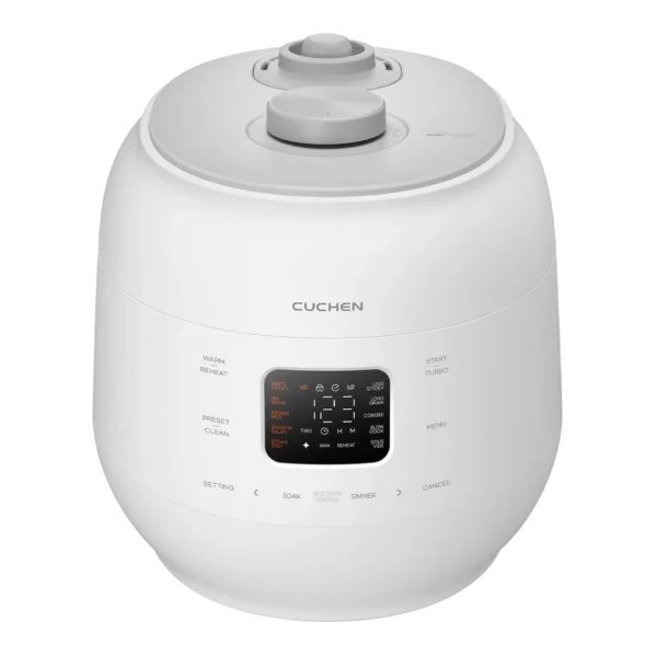 27049bec-a125-4d97-b59d-14335192e2b9.jpg cuchen CRS-FWK1040WUS Dual Heating Pressure Rice Cooker 10 Cup (Uncooked) | Stainless Cover | Auto Steam Clean – White