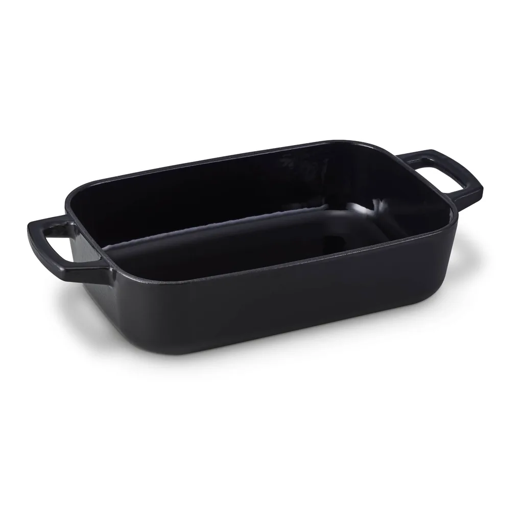 273682e4-cb45-4a02-9942-2341276d6a8d.jpg Alva - Nori Enameled Cast Iron Roasting Pan, 12" x 8" - Black