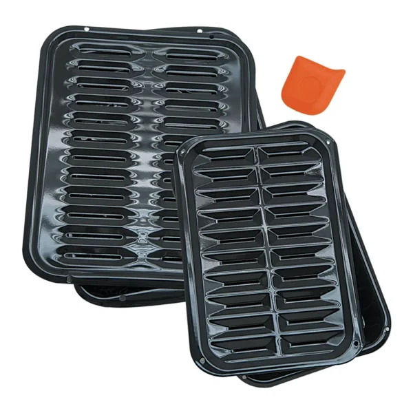 2a01e9c8-4ac5-4921-a53b-dda86ac0e082.jpg Range Kleen - BP1026X2 5 Pc Air Fry Bake and Broiler Pan & Junior Pan Plus Scrape & Kleen Scraper - Black
