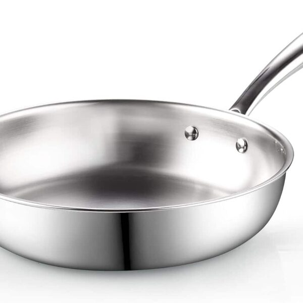 2a45d1bf-2032-482c-8f7f-466be0f9b414.jpg Cook N Home - Classic Tri-Ply Clad 12 Inch S/S Skillet,Saute Frying Pan,Induction,Compatible with All Cooktops,Dishwasher & Oven Safe - Silver
