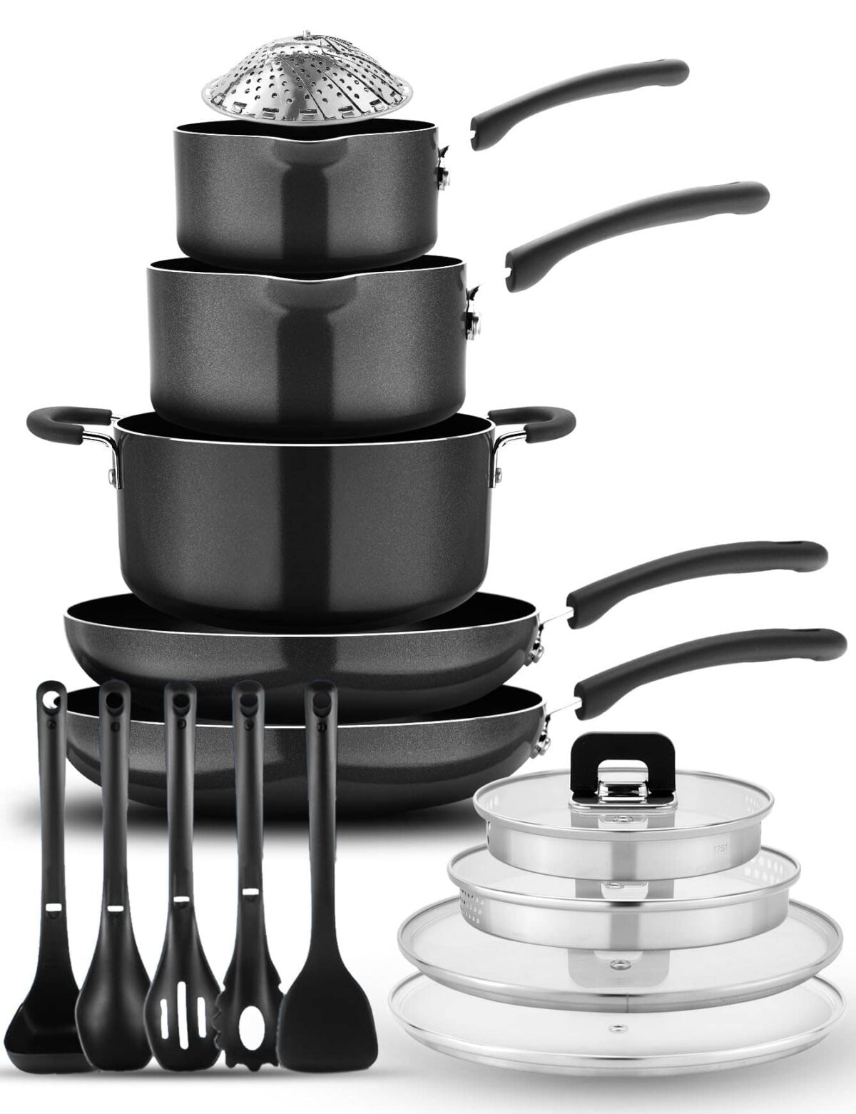 2a5d5d1f-7acd-4431-9670-debf88020b72.jpg NutriChef - 17pcs Stackable Pots and Pan Set