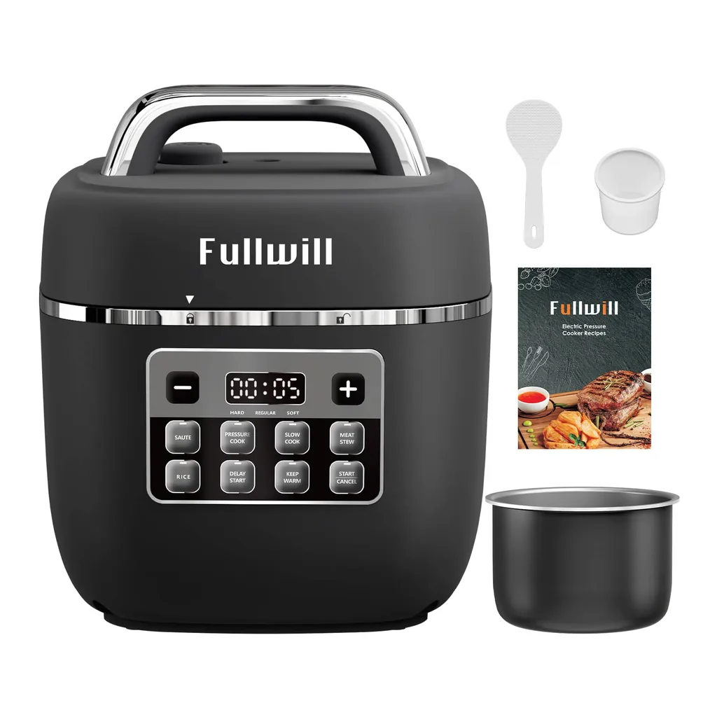 2a76d7bb-cc92-4a5e-bed6-7ca992b6b531.jpg Fullwill YLD30-70E 3Qt Electric Pressure Cooker, 700W Compact Multi-Cooker, Ceramic Nonstick Pot, 8 Functions – Black
