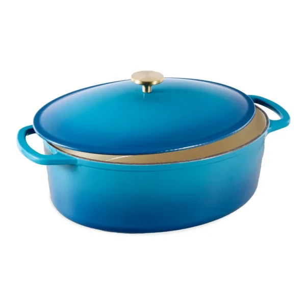 2b205104-ff6d-4724-8d53-bce675031588.jpg Best Choice Products - Oval 7.5 Quart Cast-Iron Dutch Oven, Heavy-Duty w/ Enamel, Side Handles - Blue