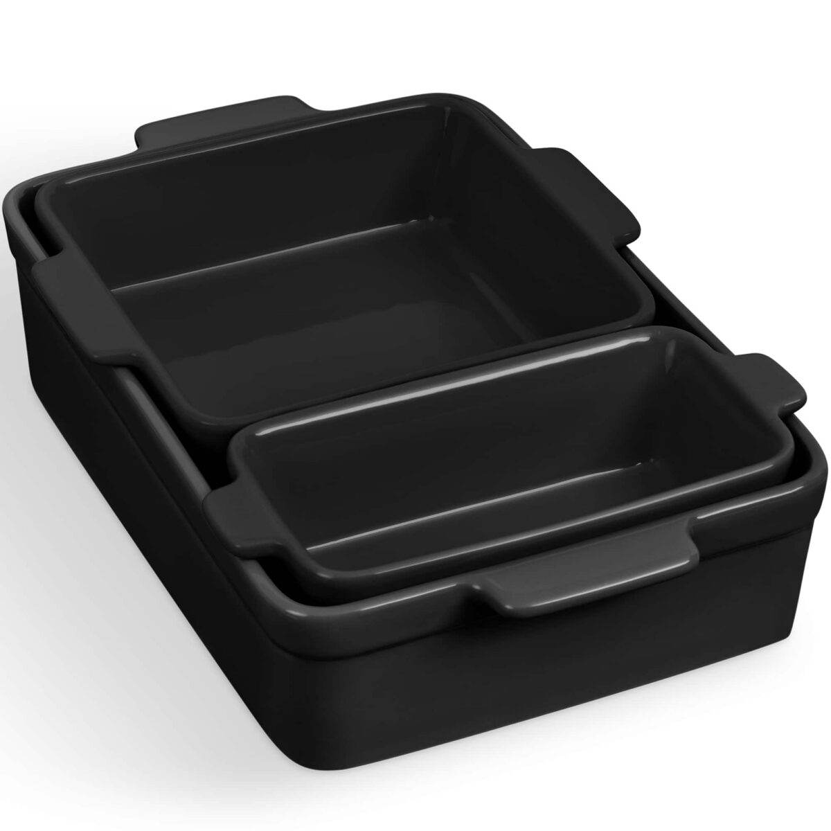 2ba775a1-0a43-43d0-bde7-2bab0106e715.jpg Best Choice Products - 3-Piece Ceramic Casserole Dish Set W/Handles, Non-Stick for Baking, Roasting & Serving - Black