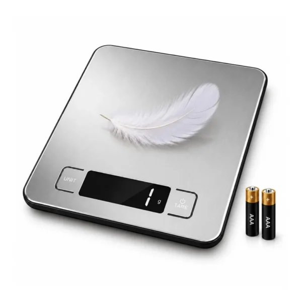 2bc9d7bc-75d9-4bdd-a996-e42557af3ea7.jpg AMUMU - Digital Kitchen Scale Stainless Steel Food Scale with LCD Display Tare Function and Multi-Unit Measurement for Cooking - Silver