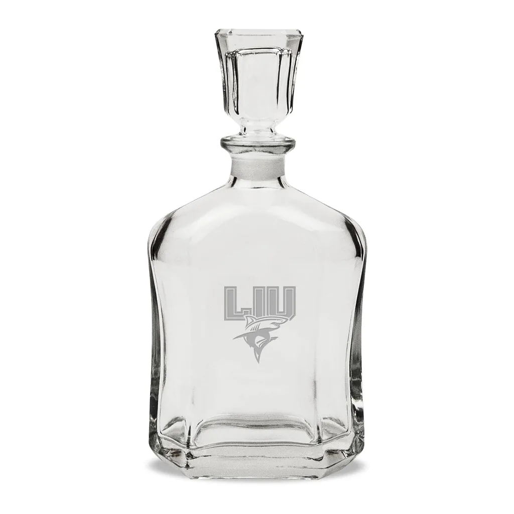 2c01220e-b67b-4fc7-9b7b-8e520d117724.jpg Jardine - LIU Sharks Team Design 23.75oz. Crystal Whiskey Decanter - Multicolor