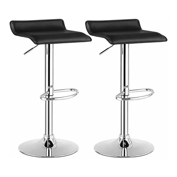 2c8235eb-ce41-431e-b899-7e66cb591666.jpg Costway - Set of 2 Swivel Bar Stool PU Leather Adjustable Kitchen Counter Bar Chairs Low Back - Black