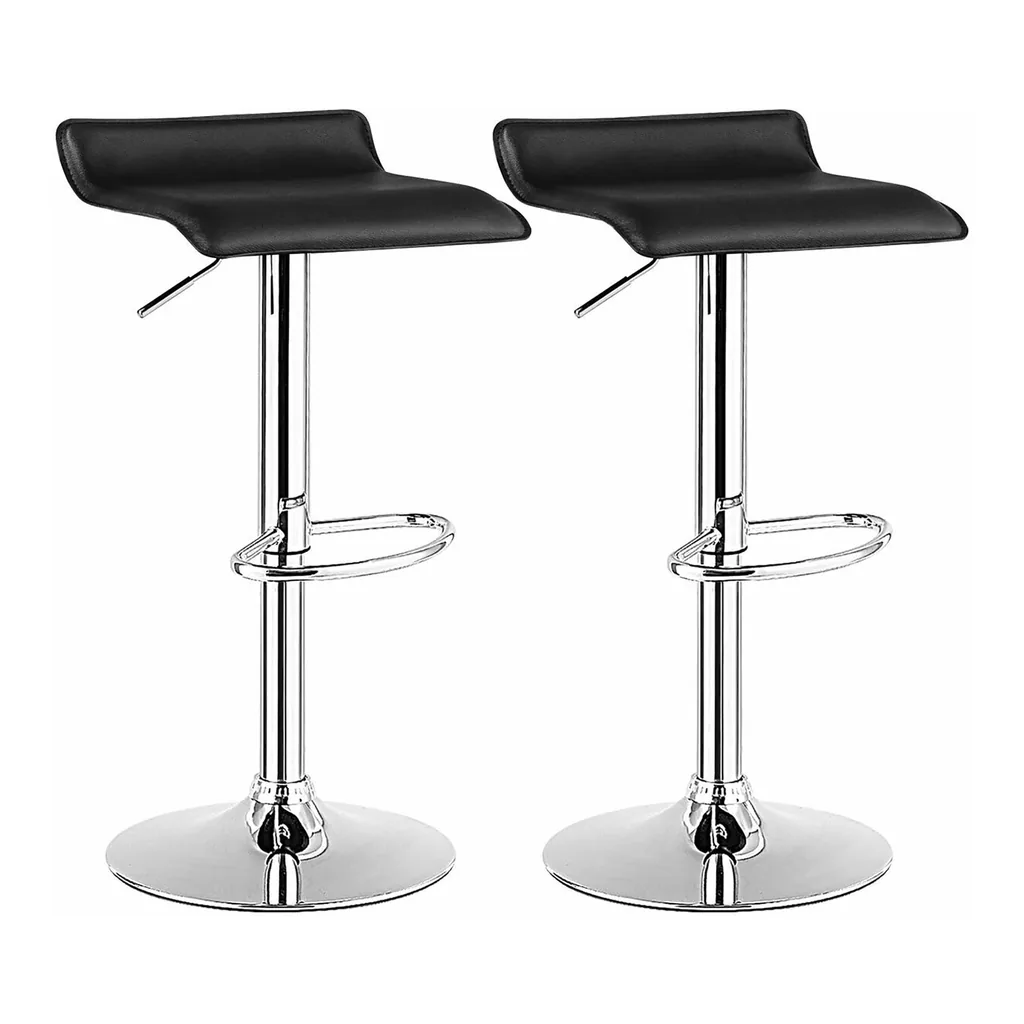 2c8235eb-ce41-431e-b899-7e66cb591666.jpg Costway - Set of 2 Swivel Bar Stool PU Leather Adjustable Kitchen Counter Bar Chairs Low Back - Black