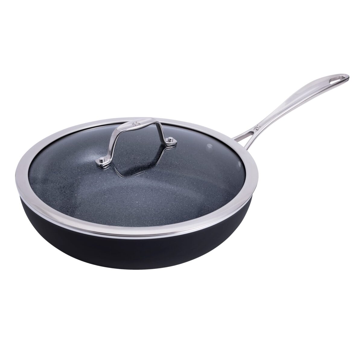 2c8fa62a-5a32-4364-b443-970b1d7ddb15.jpg Henckels - Capri Ceramic 11-inch Aluminum Ceramic Nonstick Perfect Pan with Lid - Gray