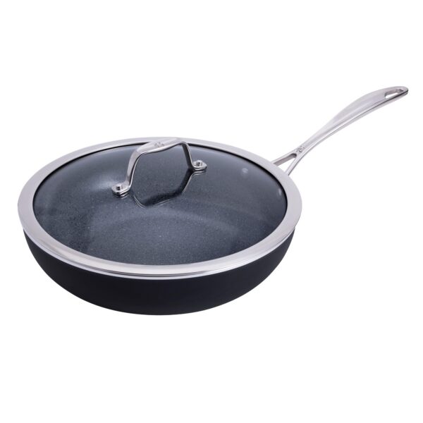 2c8fa62a-5a32-4364-b443-970b1d7ddb15.jpg Henckels - Capri Ceramic 11-inch Aluminum Ceramic Nonstick Perfect Pan with Lid - Gray