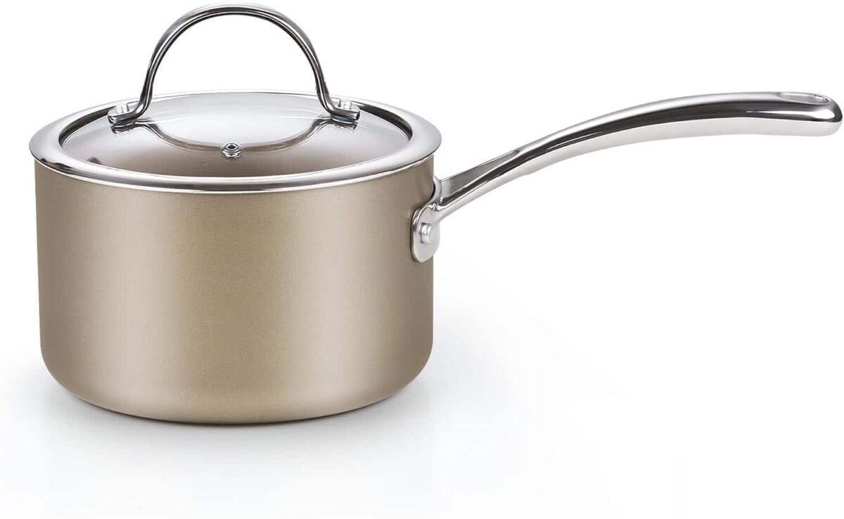 2dd64764-5ac1-4d1c-b0af-85c7c0351c7f.jpg Cooks Standard - Classic 2 QT Hard Anodized Ceramic Nonstick Milk Pan Saucepan W/Glass Lid, Induction, Dishwasher & Oven Safe - bronze