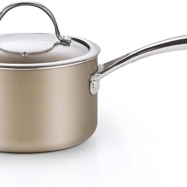 2dd64764-5ac1-4d1c-b0af-85c7c0351c7f.jpg Cooks Standard - Classic 2 QT Hard Anodized Ceramic Nonstick Milk Pan Saucepan W/Glass Lid, Induction, Dishwasher & Oven Safe - bronze