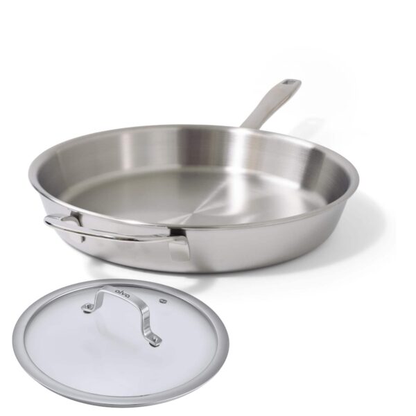 2e260a29-4bf2-4b69-86e7-7c01a1ebd7d2.jpg Alva - Maestro 11" 5-Ply Stainless Steel Frying Pan with Glass Lid - Oven Safe - Silver