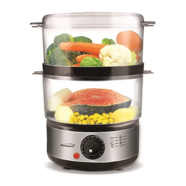 2e4b57ea-8d48-4e2c-9f02-ff002d77ce60.jpg Brentwood TS-1005 2 Tier Food Steamer – Silver