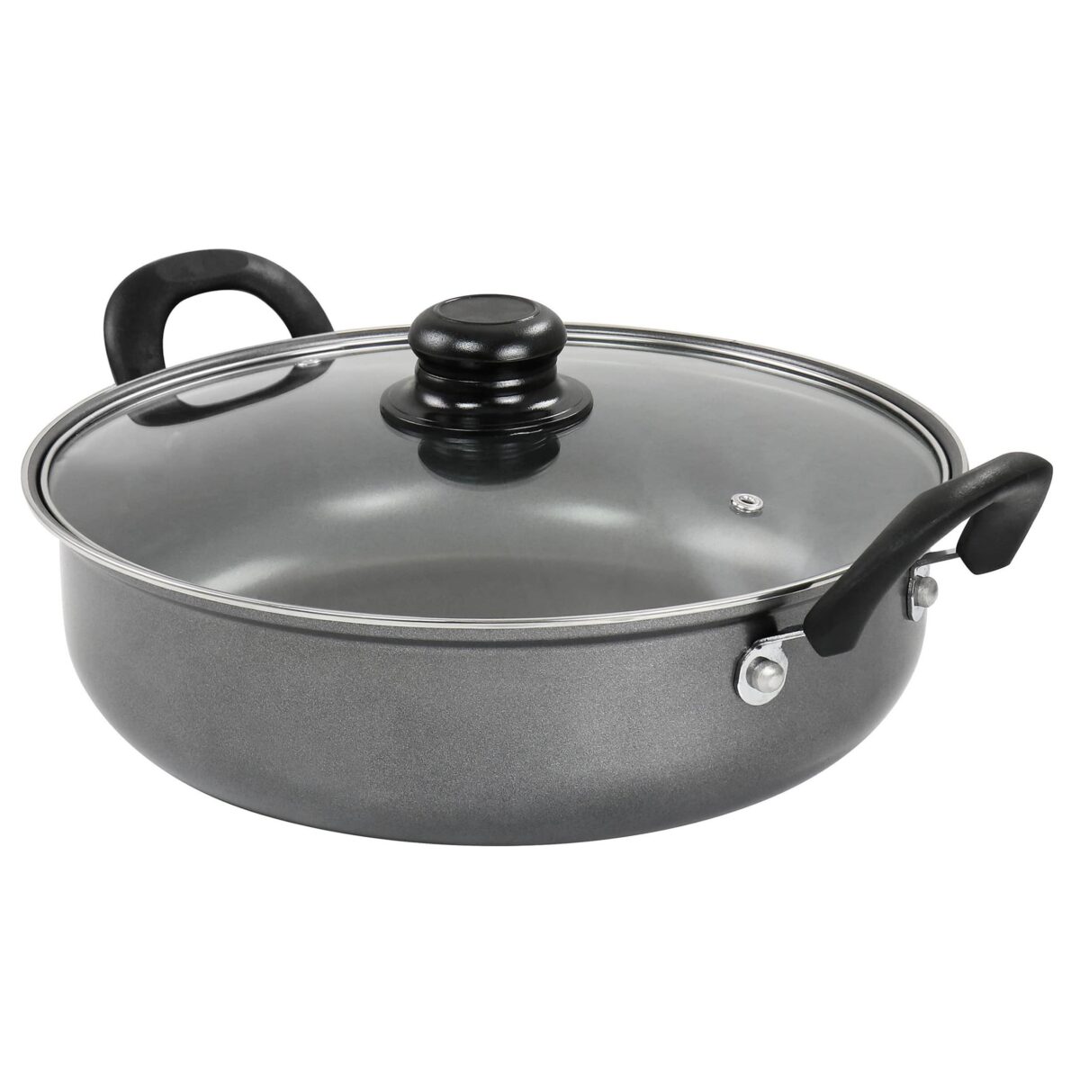 310ef27f-ce73-4a0d-abb2-be6a40986917.jpg Gibson - Everyday 12 Inch Highberry Nonstick All Purpose Pan with Lid in Grey - Gray