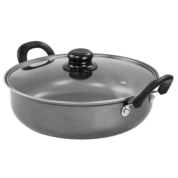 310ef27f-ce73-4a0d-abb2-be6a40986917.jpg Gibson - Everyday 12 Inch Highberry Nonstick All Purpose Pan with Lid in Grey - Gray