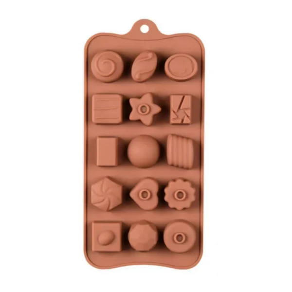 31ec1e0c-e659-4b75-ae6f-d3f5913f3fb6.jpg Kitcheniva - Silicone Assorted Chocolate Mold with 15 Unique Shapes, (4.1 x 8.5 Inch)