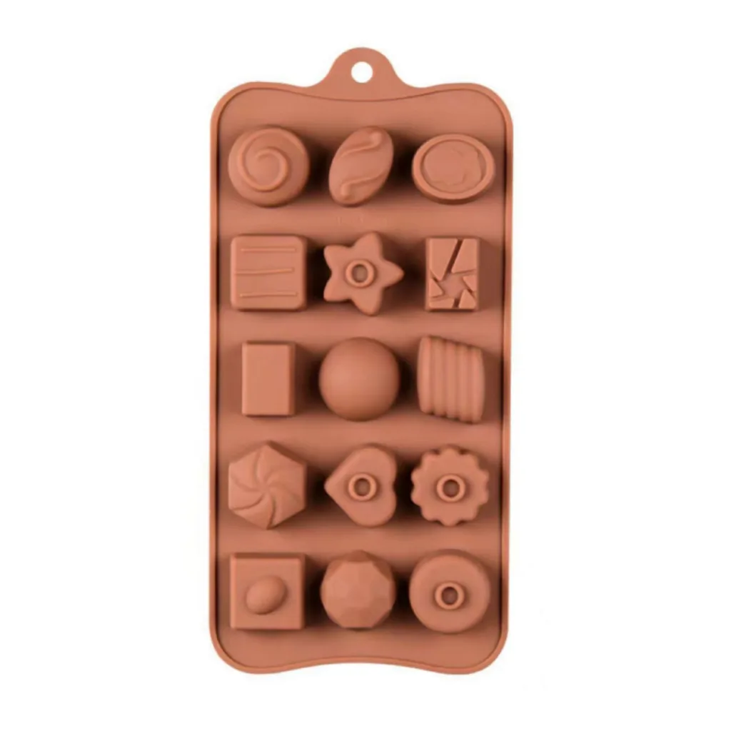 31ec1e0c-e659-4b75-ae6f-d3f5913f3fb6.jpg Kitcheniva - Silicone Assorted Chocolate Mold with 15 Unique Shapes, (4.1 x 8.5 Inch)