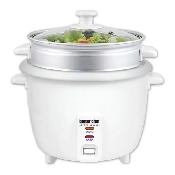 3227a7d2-eb63-44ab-b6fc-81748fcfc6d2.jpg Better Chef 310123913M 10 Cup Rice Cooker with Food Steamer Attachment – White