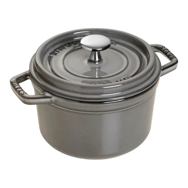 323e9fa2-4d76-4de9-9030-92f5b0cfca17.jpg Staub - Cast Iron Round Dutch Oven, Made in France, 0.75-qt - Graphite Grey