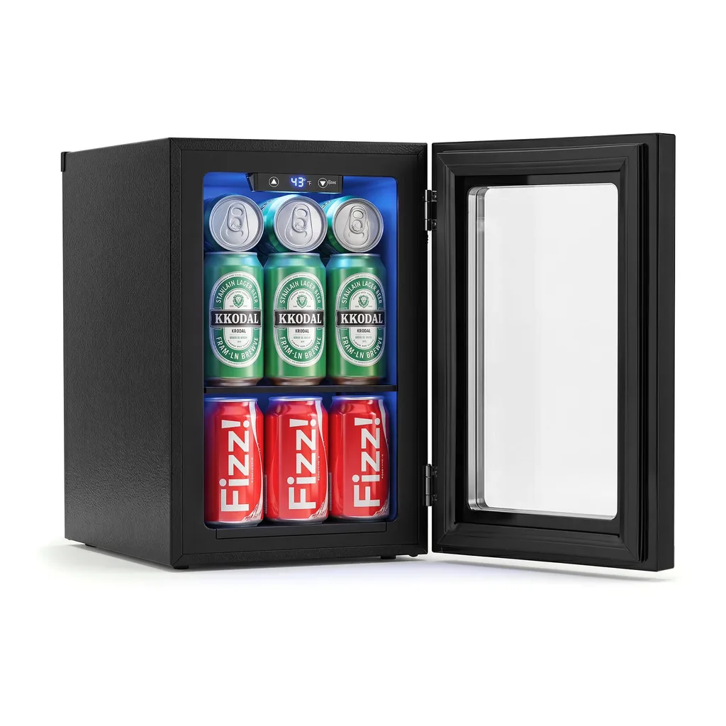 3249843b-05f5-4944-b070-0dc9a8d68373.jpg Costway - 0.6 Cu.Ft Beverage Refrigerator, 24 Cans Countertop Mini Fridge with Touch Panel - Black