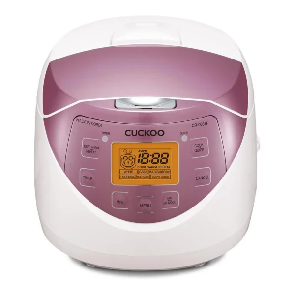 336003f7-3db7-45d9-8843-845de333b851.jpg Cuckoo Rice Cooker 12 Cups Cooked Warmer with Nonstick Pot 7 Menu Options and Micom Fuzzy Logic Tech (CR-0631F) – Pink