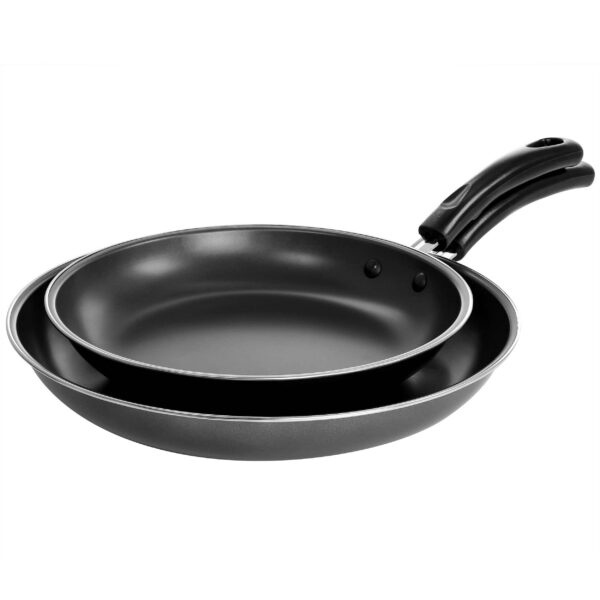 347ed069-6777-4859-82d0-0a1622dcc4fd.jpg Gibson - Everyday Highberry 2 Piece 12in and 10in Frying Pan Set in Metallic Grey - Gray