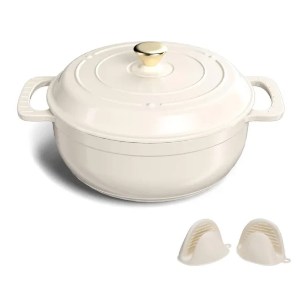 35d7f737-8787-4e2f-a838-e87951fb0202.jpg Winado - 6QT Dutch Oven Enameled Cast Iron Bread Oven with Moisture-Lock Lid for Sourdough Baking & Cooking, Oven & Stovetop Safe - Cream White