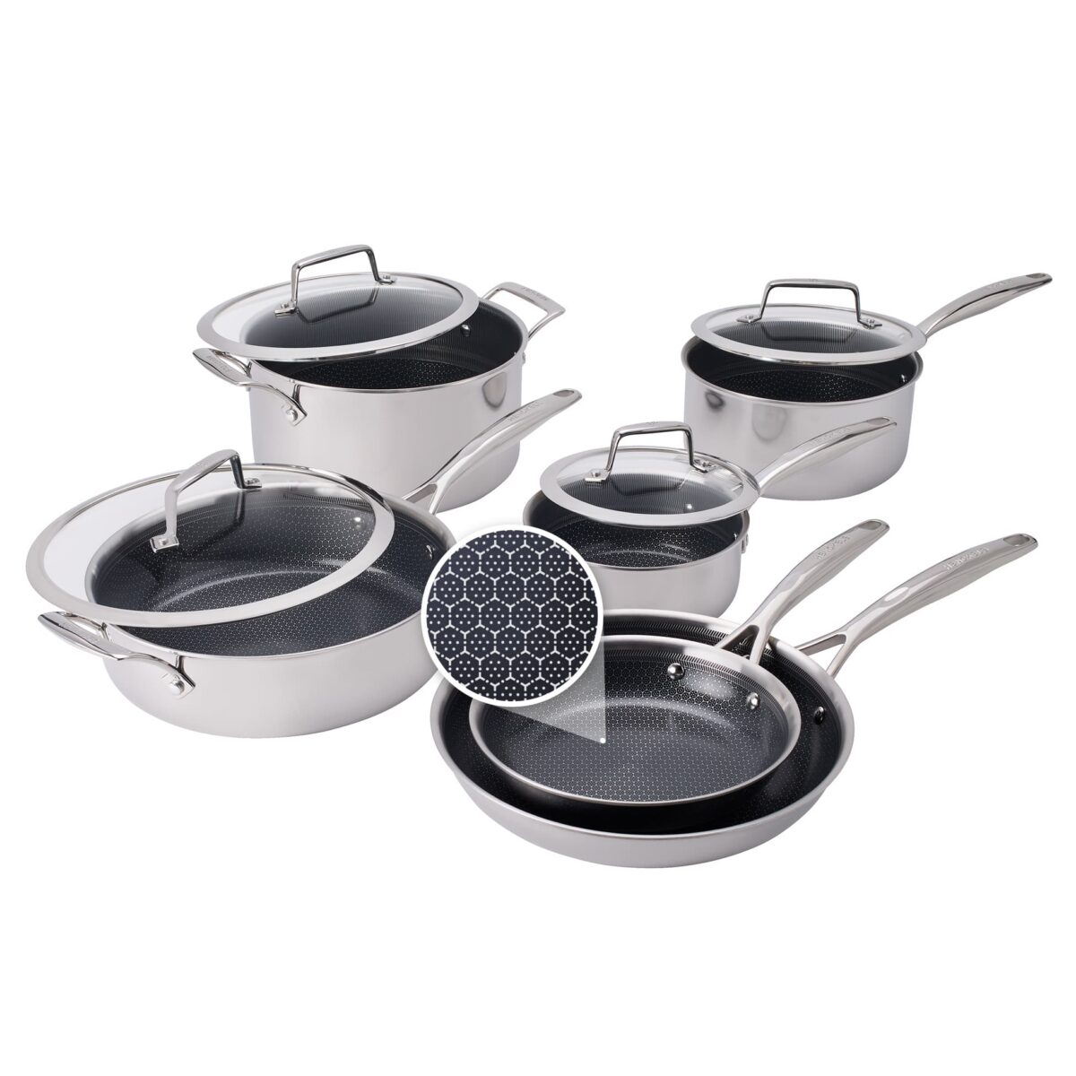 36a50f61-059c-4ec6-a126-bc4cc8214426.jpg Henckels - Paradigm Ceramic 10-pc Dual Performance Cookware Set - Stainless Steel