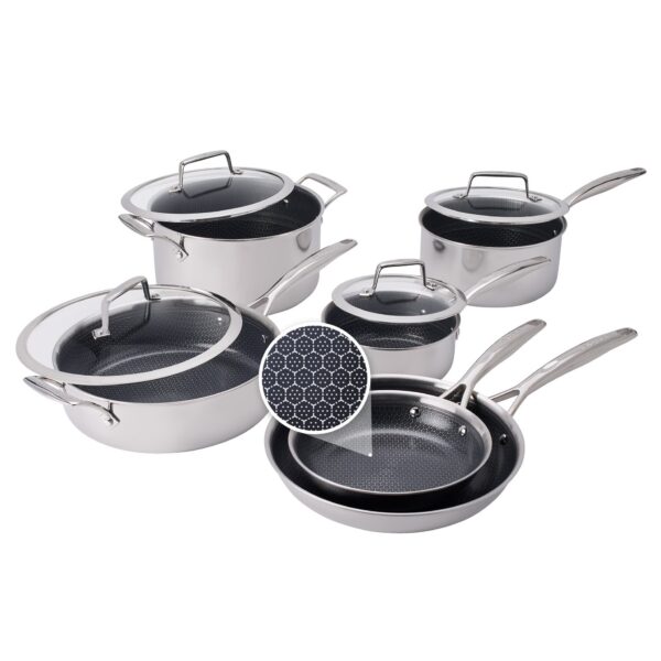 36a50f61-059c-4ec6-a126-bc4cc8214426.jpg Henckels - Paradigm Ceramic 10-pc Dual Performance Cookware Set - Stainless Steel