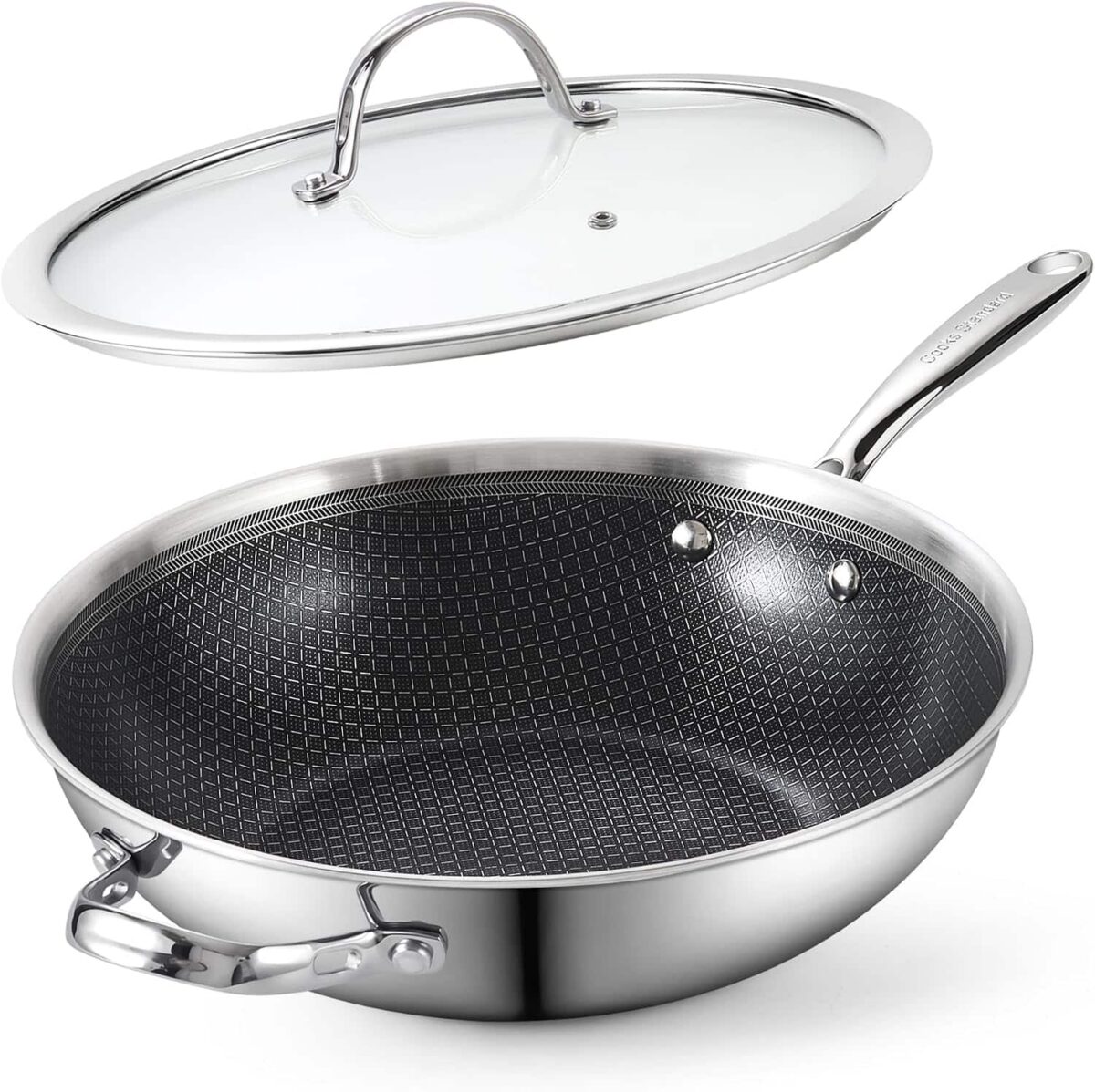 36df1748-2871-4465-884d-d9da8f53f646.jpg Cooks Standard - Multi-Ply Clad Stainless Steel Wok With Lid, 12-Inch - Black