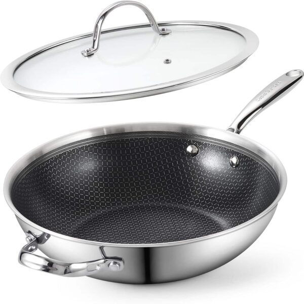 36df1748-2871-4465-884d-d9da8f53f646.jpg Cooks Standard - Multi-Ply Clad Stainless Steel Wok With Lid, 12-Inch - Black