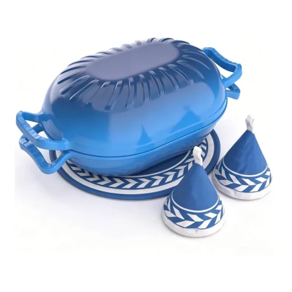 37062aaa-1c24-4d65-a1aa-28e471060323.jpg Winado - 5QT Candy Shaped Enameled Cast Iron Oval Dutch Oven with Lid, Heat-Resistant Gloves, Pot Mat for Baking Bread, Roasting - Ocean Blue